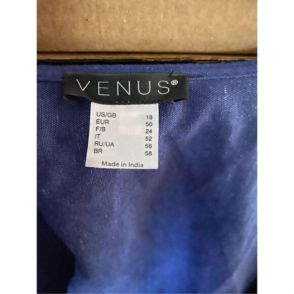 Venus blue, puffy, paisley, trim sleeves, cropped tie front size 18 - Picture 4 of 4